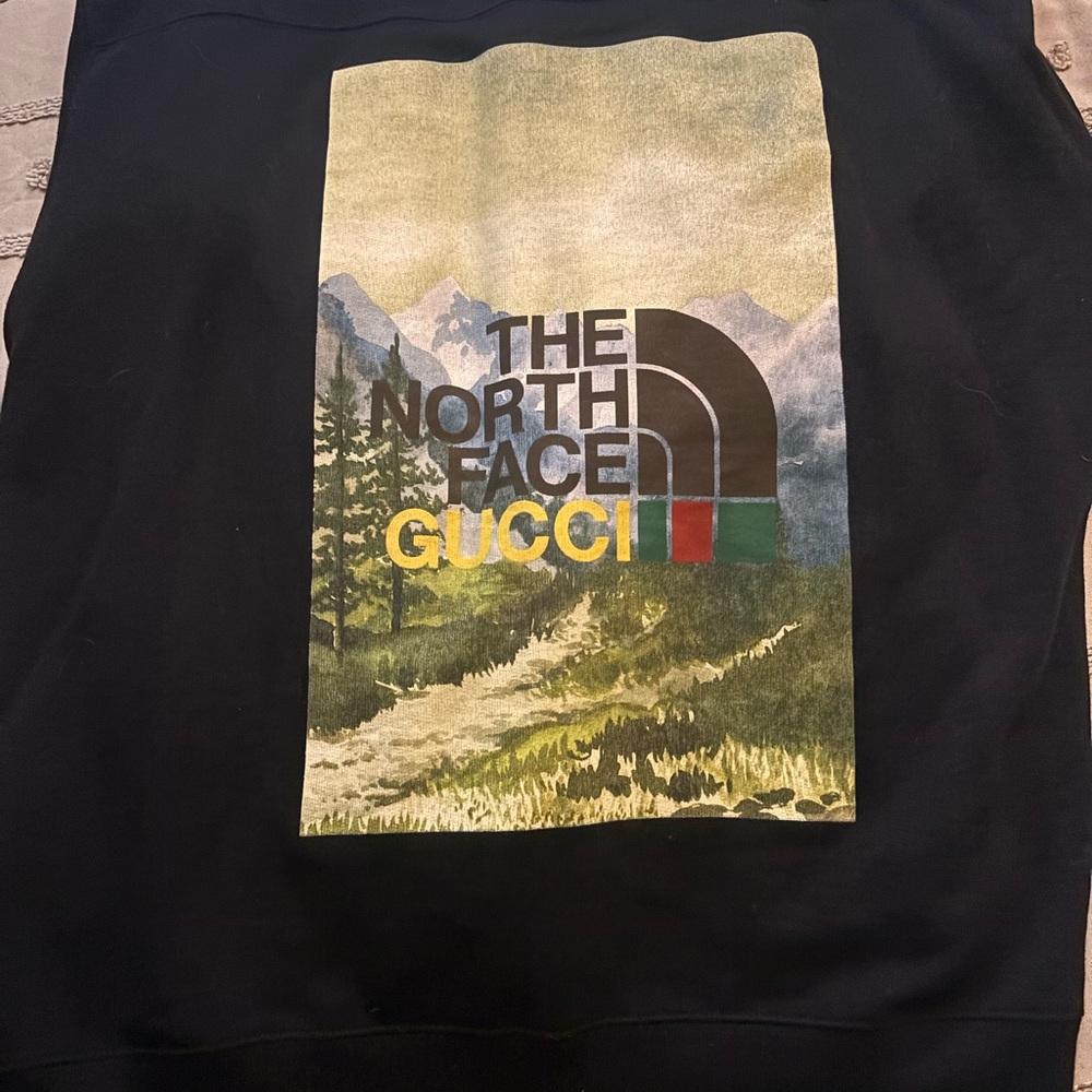 Gucci/The North Face Black Hoodie Sweatshirt with Scenic Print